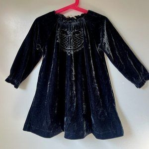 Zara Velvet Holiday Party Dress - Charcoal Grey w/Embroidered Design - Size 5